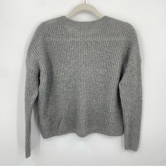 Madewell Ribbed Crewneck Sweater Sz S Style NM603 Gray Lightweight Alpaca blend - Picture 3 of 8